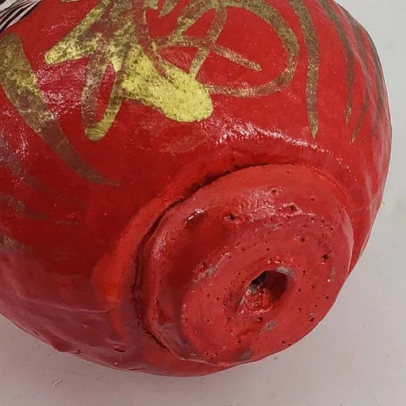 Japanese Daruma Doll Red Wishing Doll Paper Mache 5.5" - Picture 4 of 4